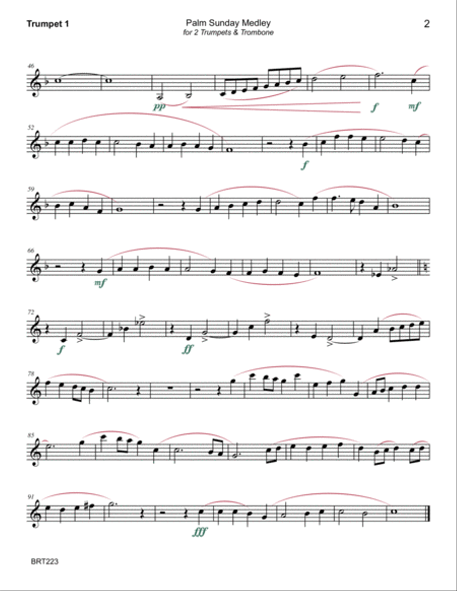 PALM SUNDAY MEDLEY - 2 TRUMPETS & TROMBONE (unaccompanied) Brass Ensemble scores gallery preview page 6
