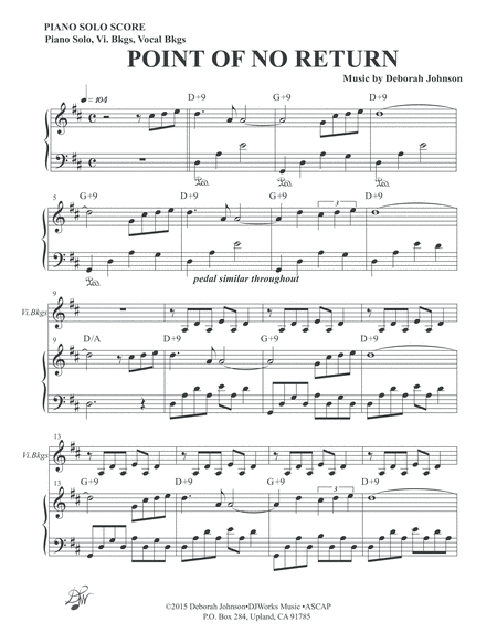 Point of No Return Piano Solo Score image number null