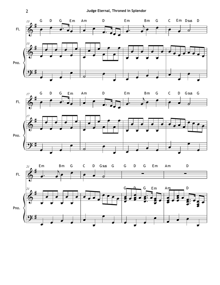 Judge Eternal, Throned in Splendor (Flute & Piano) Flute scores gallery preview page 2