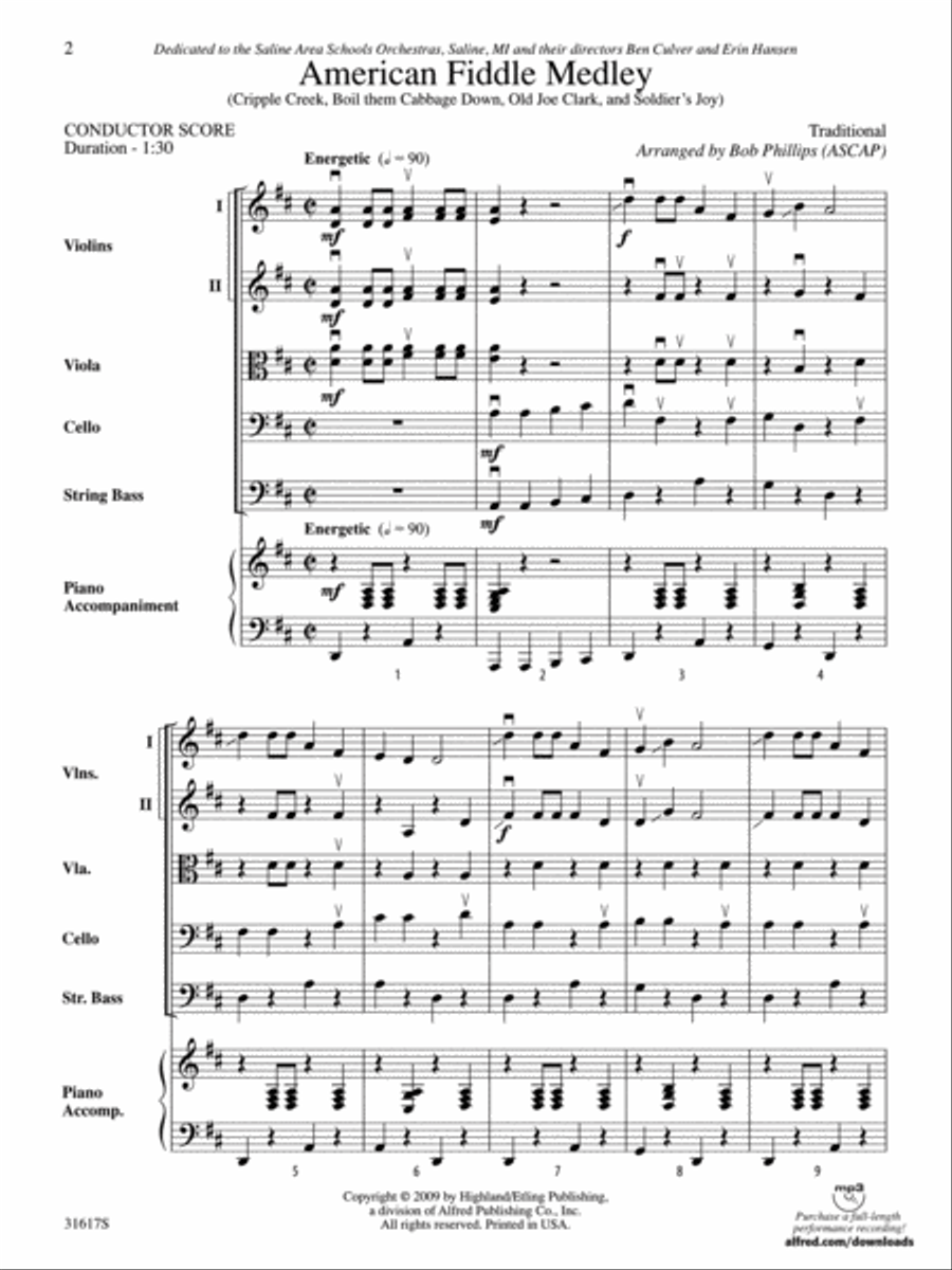 American Fiddle Medley String Orchestra scores gallery preview page 2