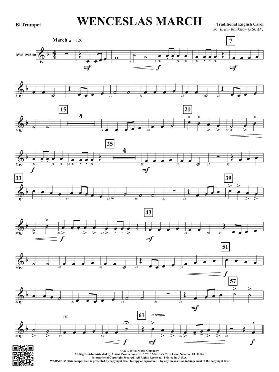 Wenceslas March: 1st B-flat Trumpet B-Flat Trumpet scores gallery preview page 1