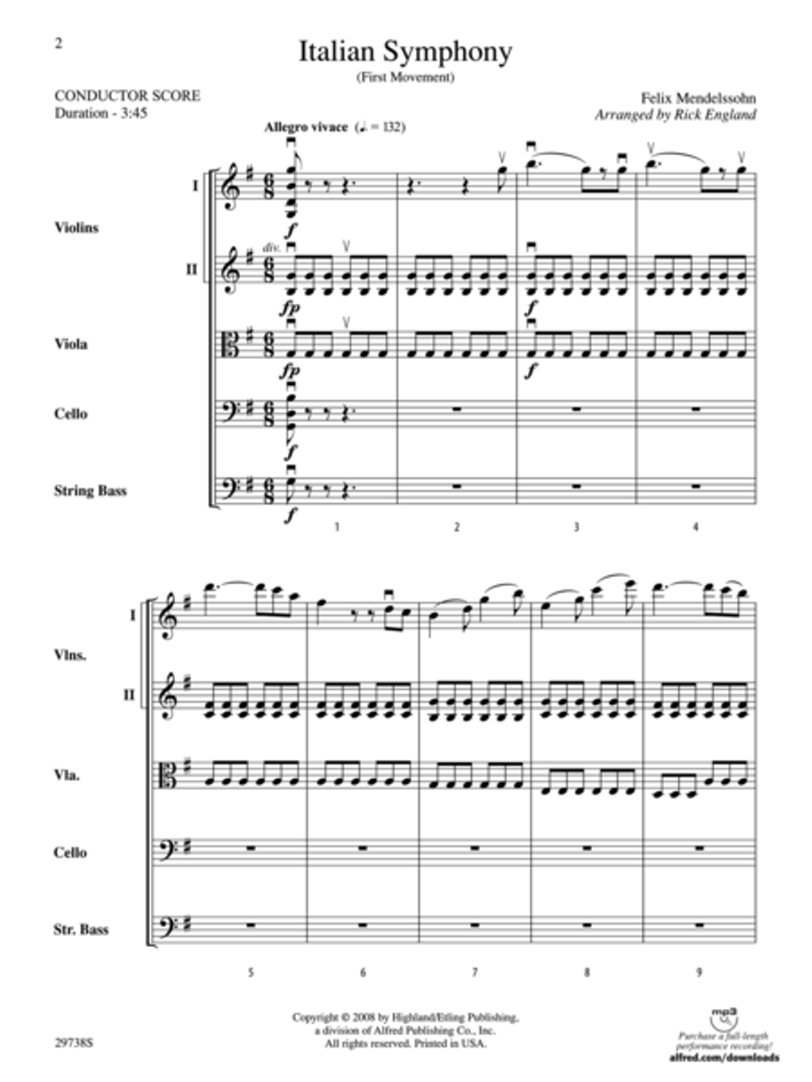 Italian Symphony (First Movement) (score only) String Orchestra scores gallery preview page 2