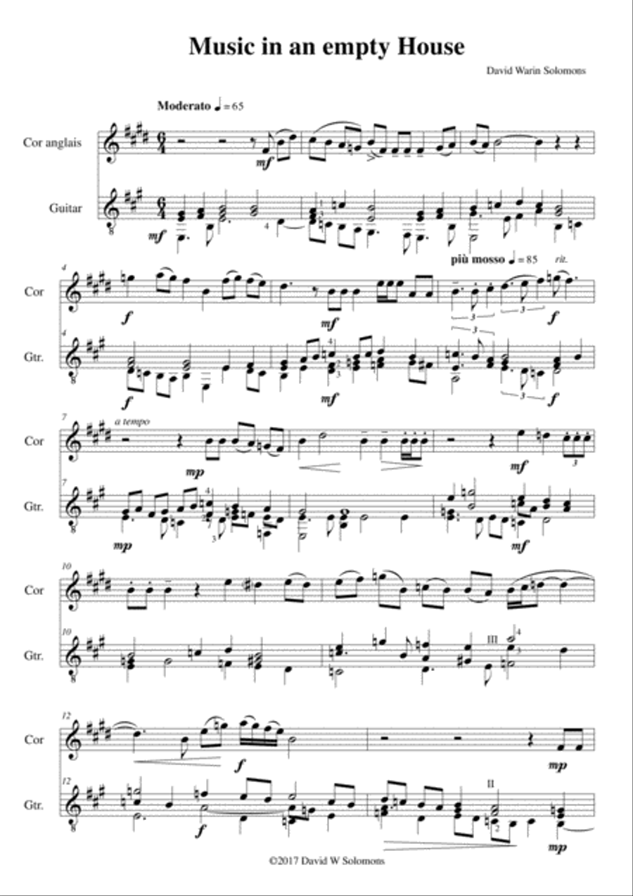 Music in an empty house (Cor Anglais and Guitar) English Horn scores gallery preview page 1