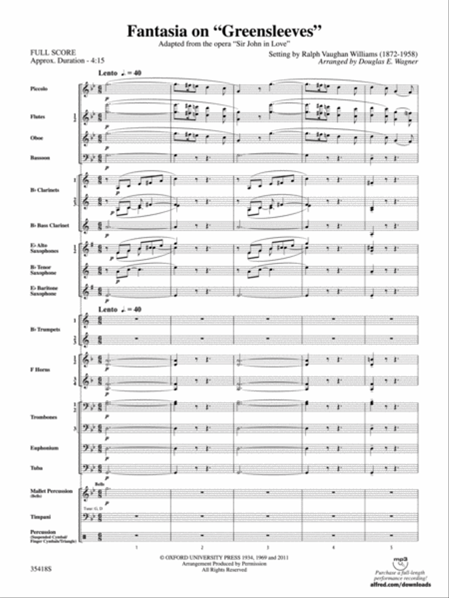 Fantasia on Greensleeves Fantasia on Greensleeves Concert Band scores gallery preview page 2