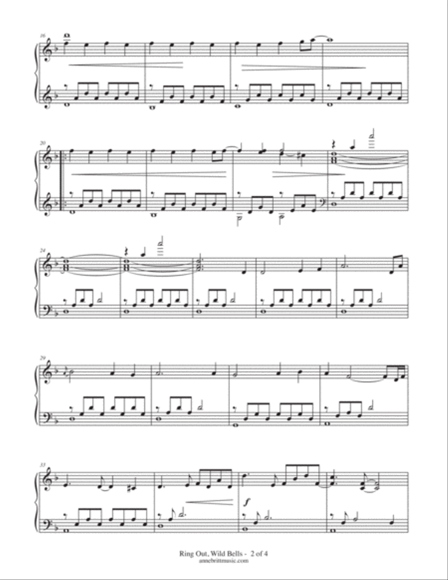Ring Out, Wild Bells Piano Solo scores gallery preview page 2