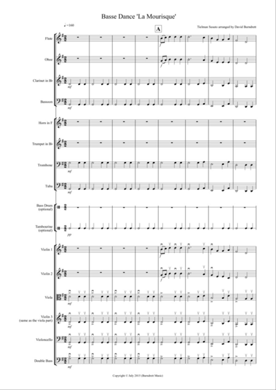 Basse Dance by Susato for School Orchestra Full Orchestra scores gallery preview page 1