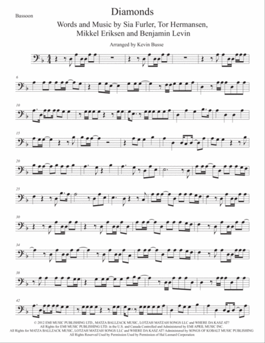 Diamonds Diamonds Bassoon Solo scores gallery preview page 1