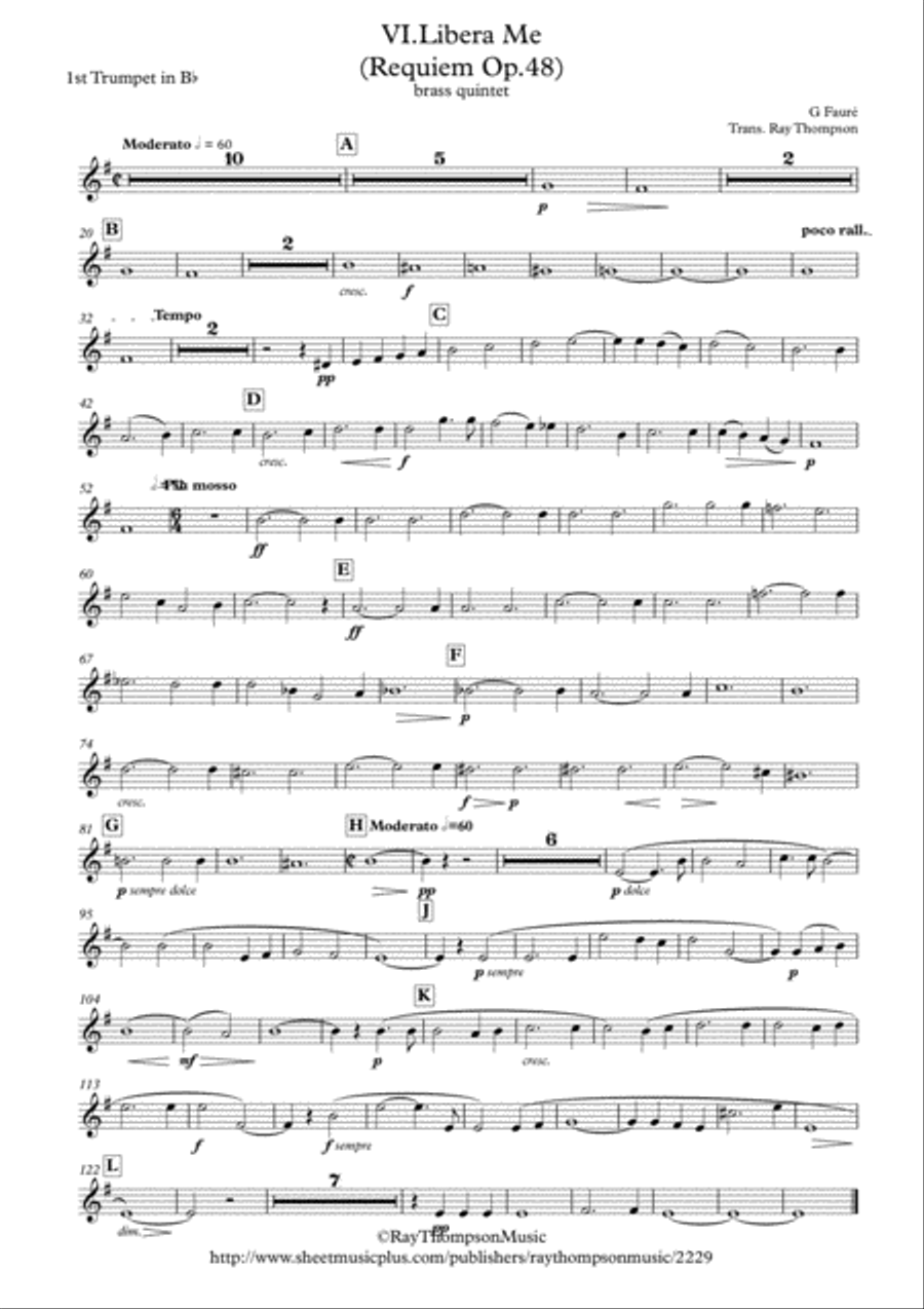 Faure: Requiem Op.48: VI. Libera Me - brass quintet Brass Quintet scores gallery preview page 6