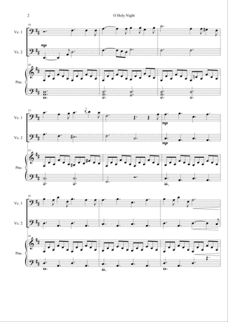 O Holy Night(for 2 Cellos and Piano) String Orchestra scores gallery preview page 2