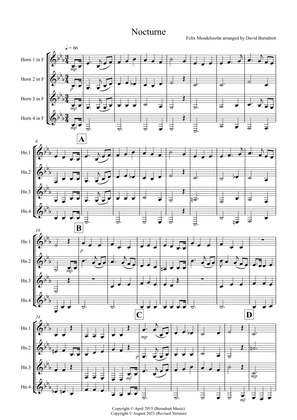 Nocturne (from a Midsummer Night's Dream) for Horn Quartet