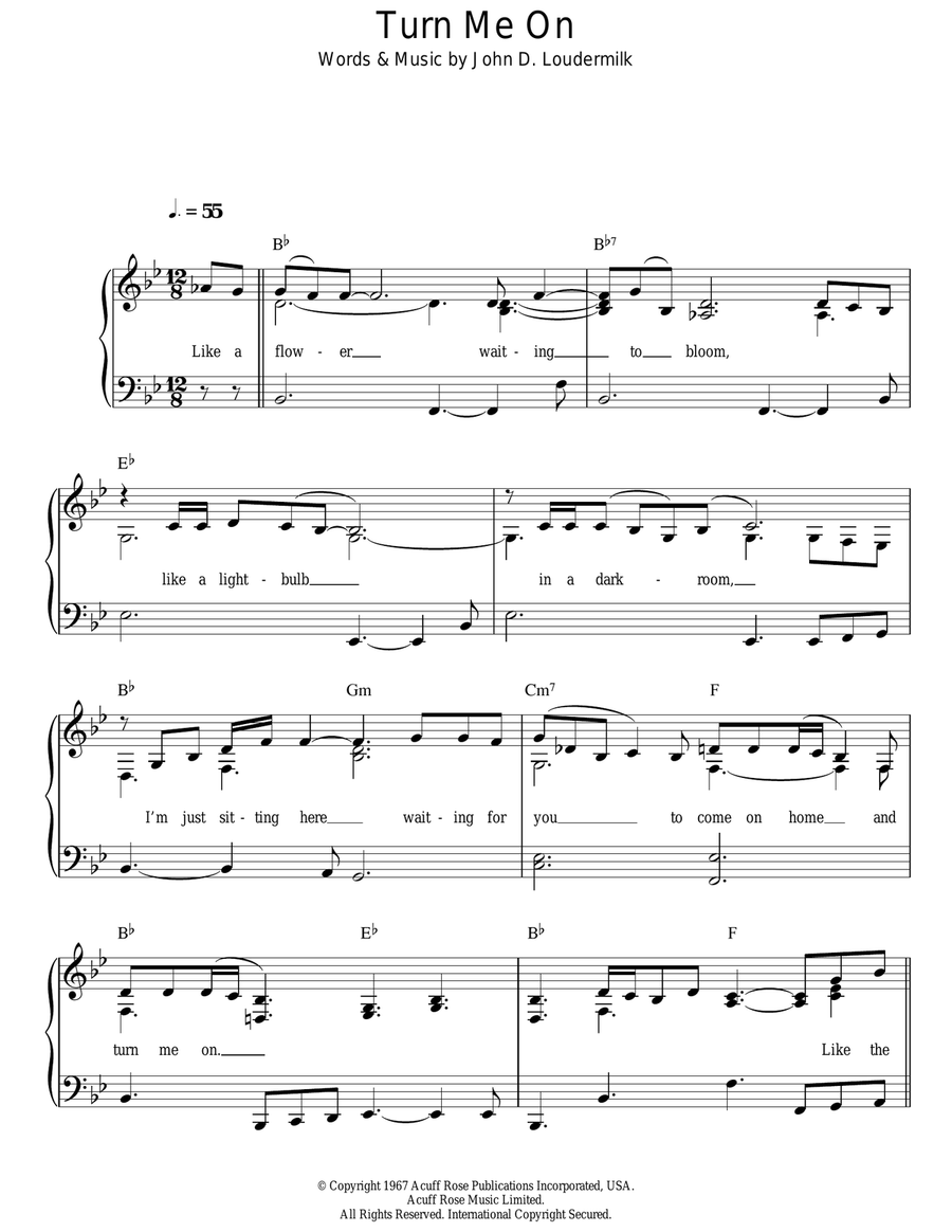 Turn Me On Easy Piano scores gallery preview page 1