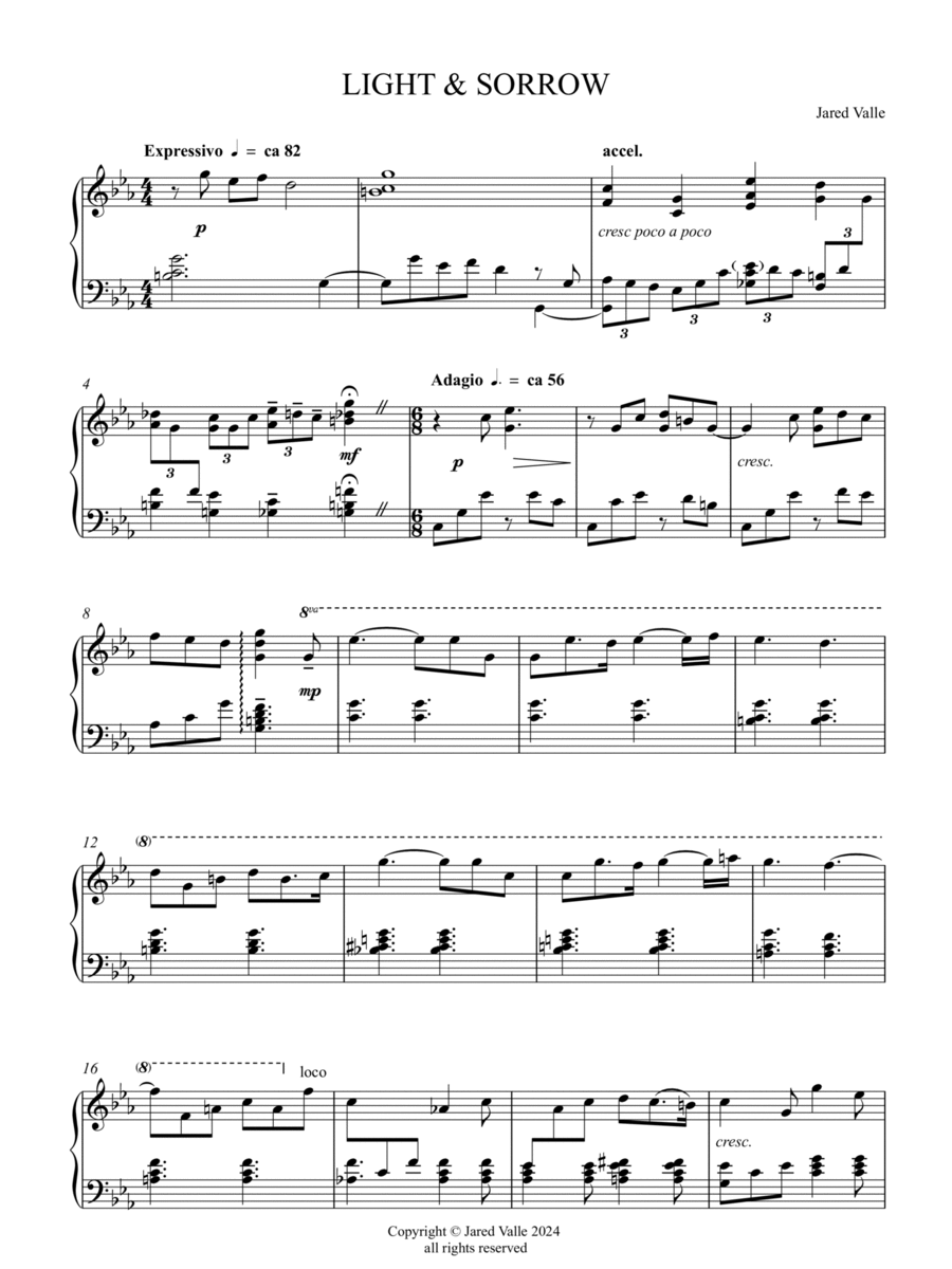 Light and sorrow - Piano Solo Chamber Music scores gallery preview page 1
