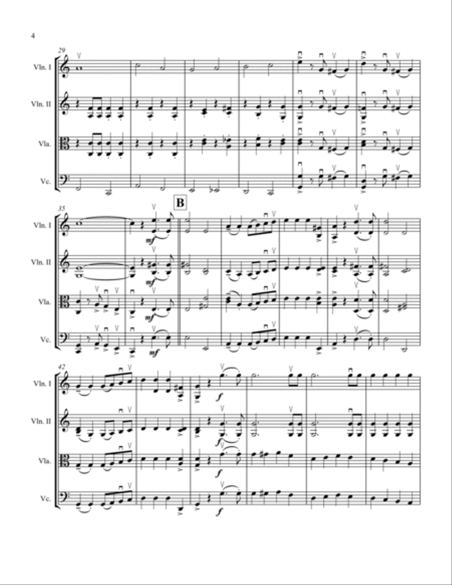 Anchors Aweigh! for String Quartet (modulating) String Quartet scores gallery preview page 4