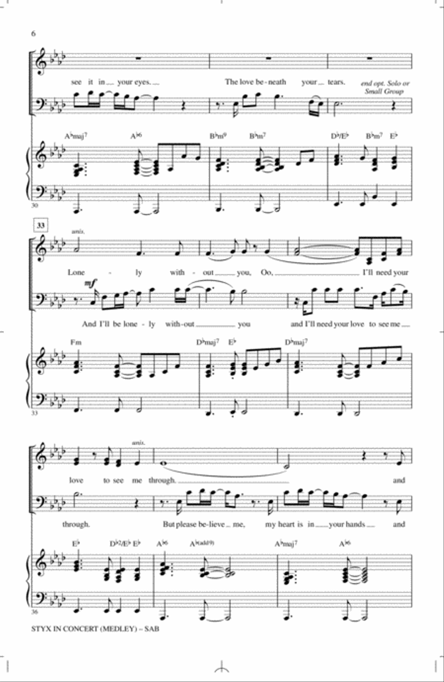 Styx In Concert (Medley) 3-Part scores gallery preview page 5