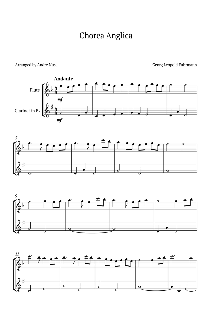 Chorea Anglica Woodwind Duet scores gallery preview page 1