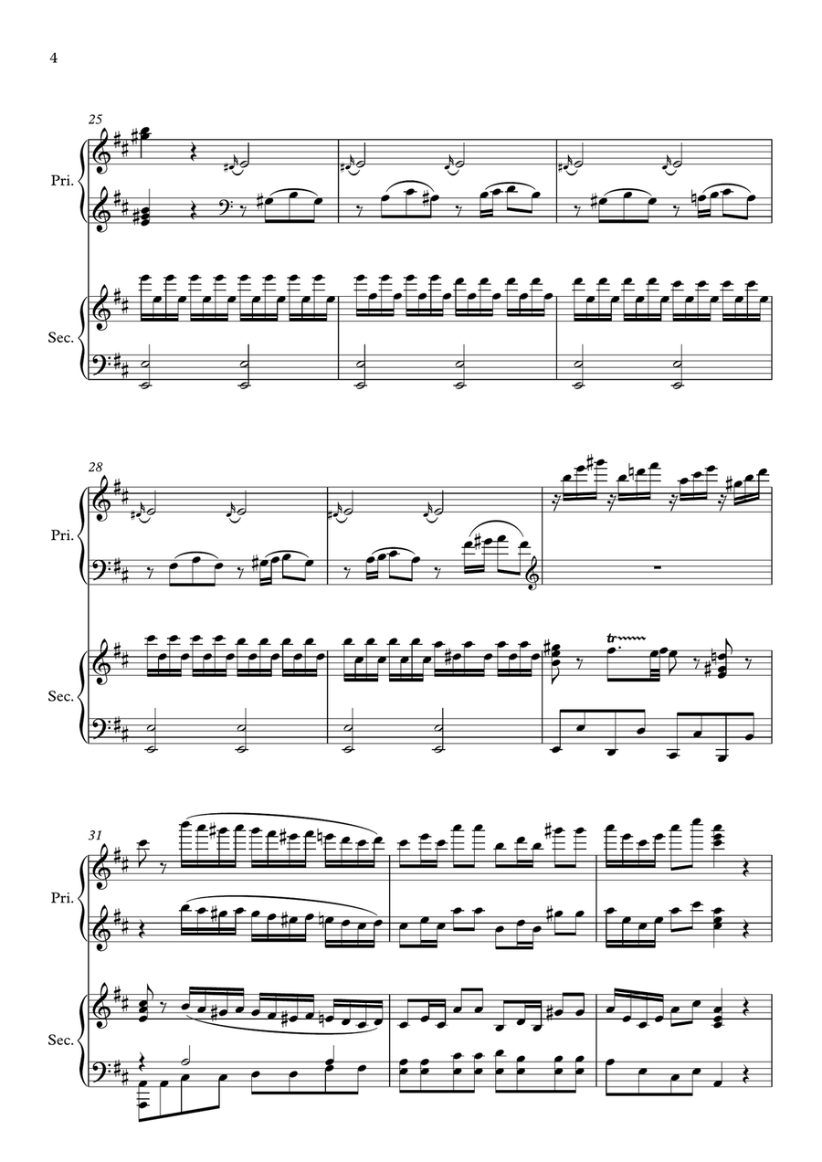 Mozart Sonata in D, K. 448 for 2 Pianos (1st movement) Arranged for 1 piano-4 hands by Philip Kim 1 Piano, 4-Hands scores gallery preview page 5