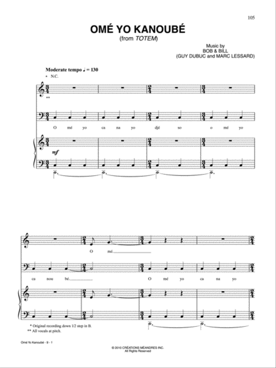 Omé Yo Kanoubé Piano, Vocal, Guitar scores gallery preview page 1