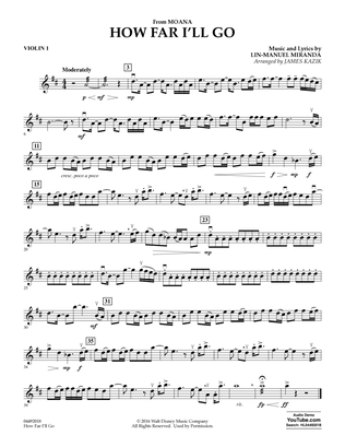 How Far I'll Go (from Moana) - Violin 1