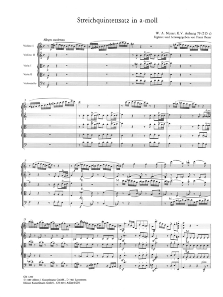 String quintet movement in A minor String Quintet scores gallery preview page 2