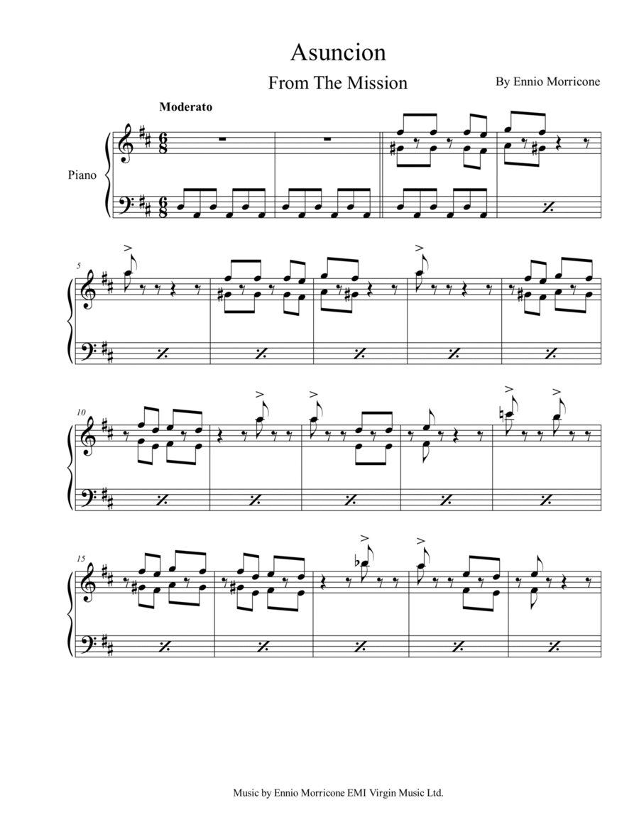 Asuncion Piano Solo scores gallery preview page 1