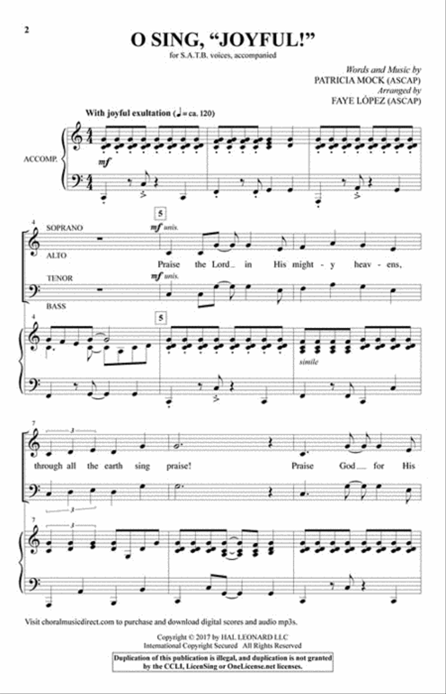 O Sing, “Joyful!” 4-Part scores gallery preview page 2