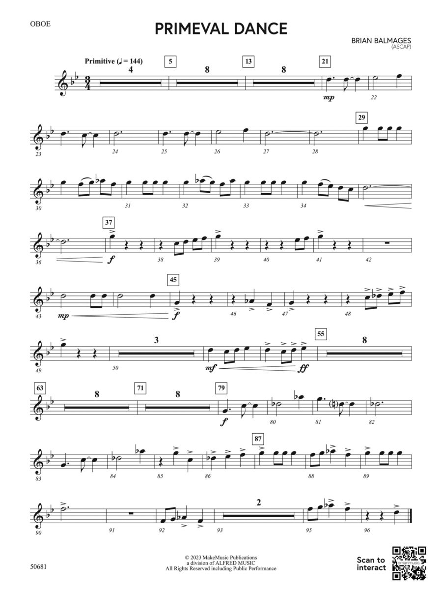 Primeval Dance: Oboe Primeval Dance: Oboe Concert Band scores gallery preview page 1
