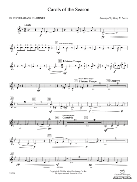 Carols of the Season: (wp) B-flat Contrabass Clarinet