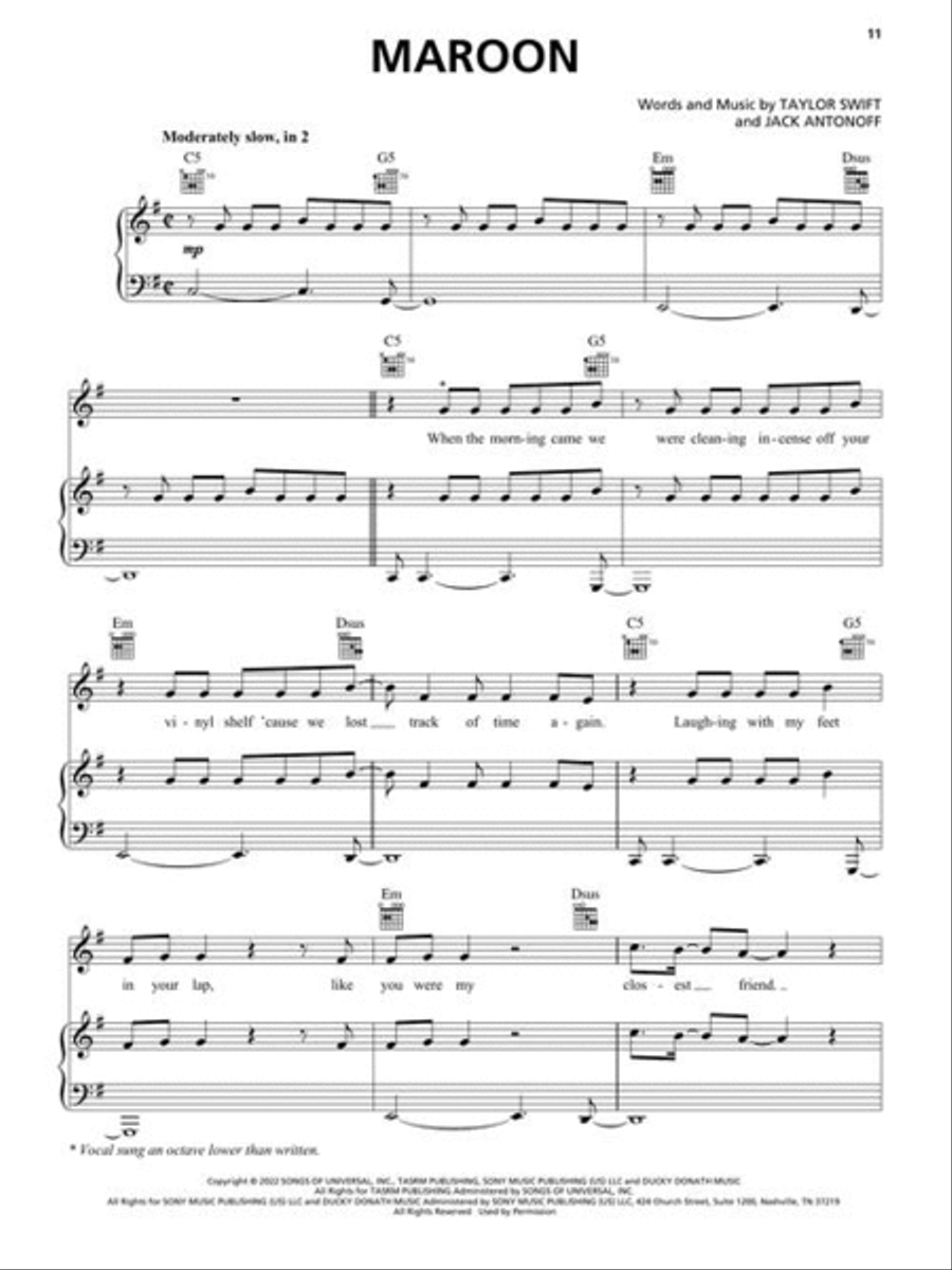 Taylor Swift – Midnights Taylor Swift – Midnights Piano, Vocal, Guitar scores gallery preview page 5