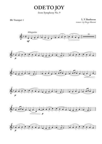 Ode To Joy (from Symphony No. 9) for Brass Quartet image number null