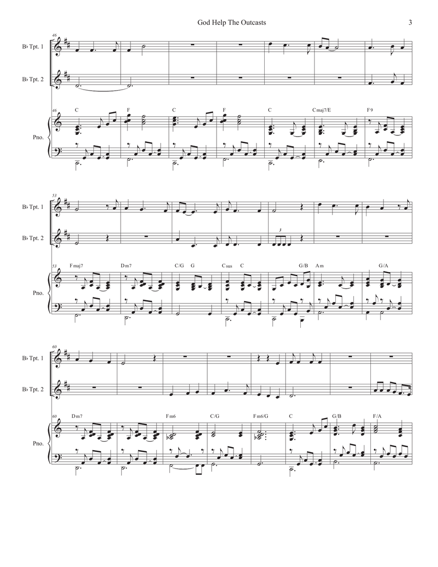 God Help The Outcasts Trumpet Duet scores gallery preview page 3