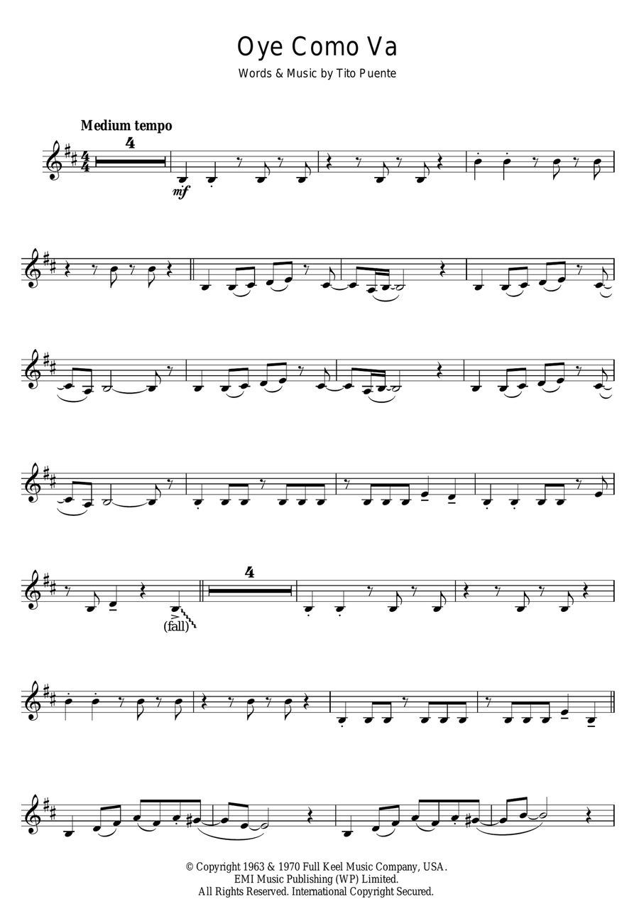 Oye Como Va Clarinet Solo scores gallery preview page 1