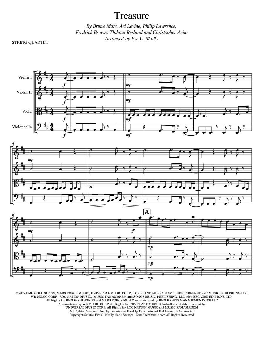 Treasure String Quartet scores gallery preview page 1