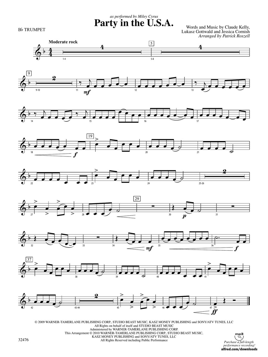 Party in the U.S.A.: 1st B-flat Trumpet