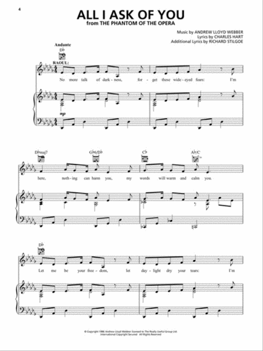 Andrew Lloyd Webber – Unmasked: The Platinum Collection, Deluxe Edition Piano, Vocal, Guitar scores gallery preview page 4