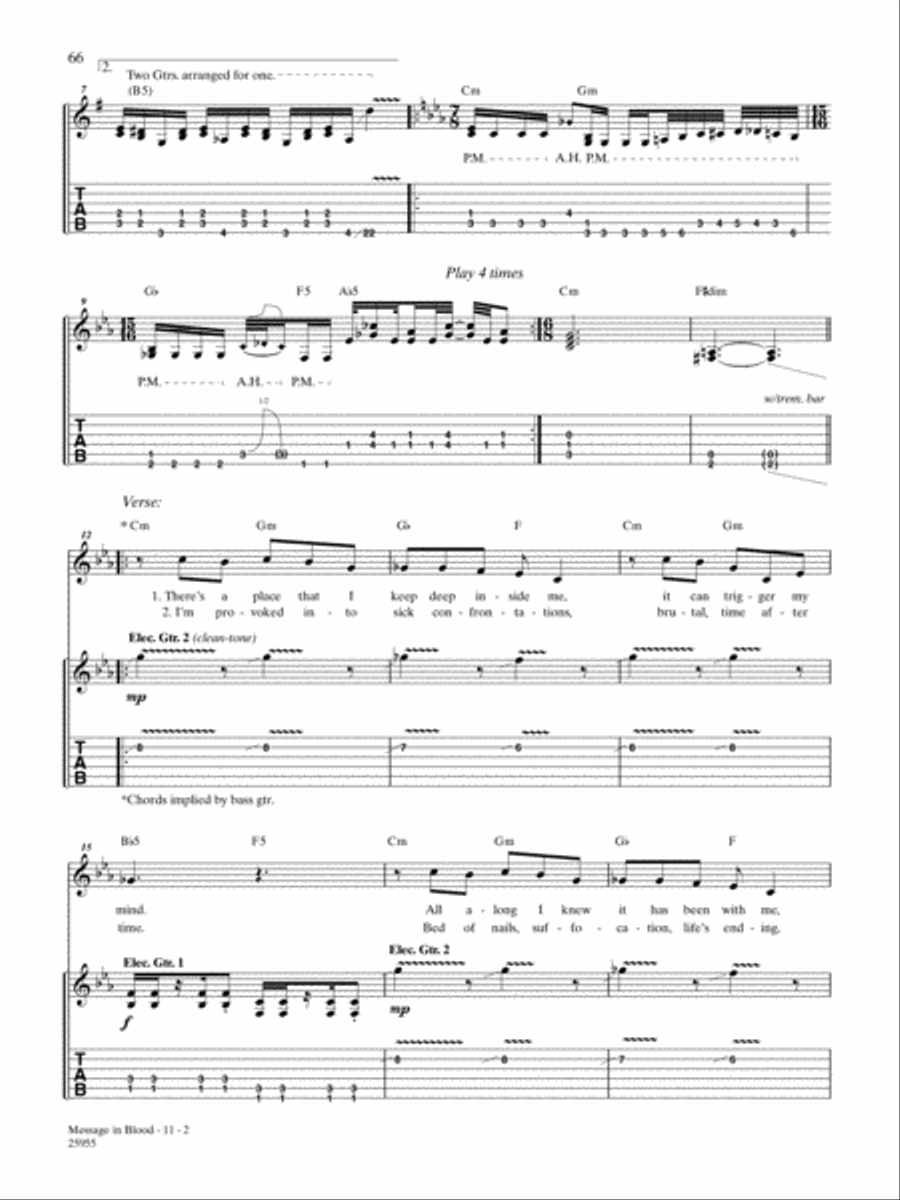 Message In Blood Guitar Tablature scores gallery preview page 2