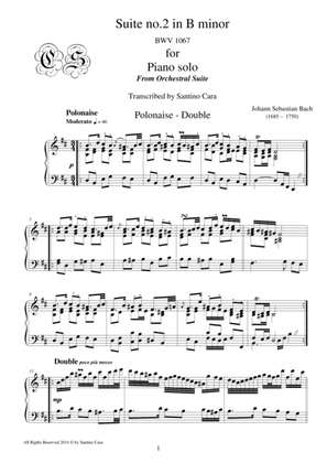 Book cover for Bach Suite no.2 in B minor BWV 1067 - 5 - 6 - Polonaise-Double - Piano solo