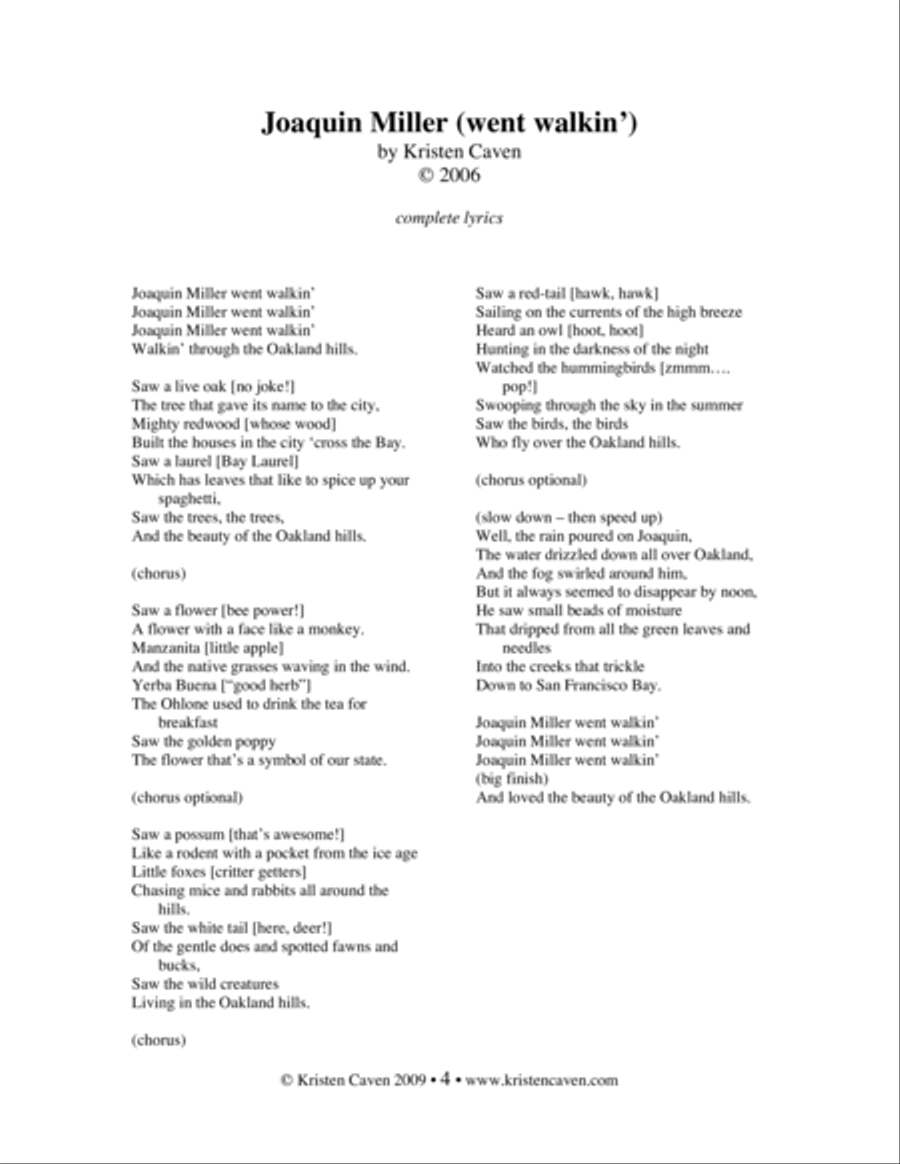 Joaquin Miller (went walkin') Unison Choir scores gallery preview page 4