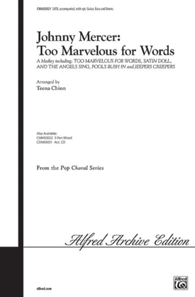 Book cover for Too Marvelous For Words - SATB