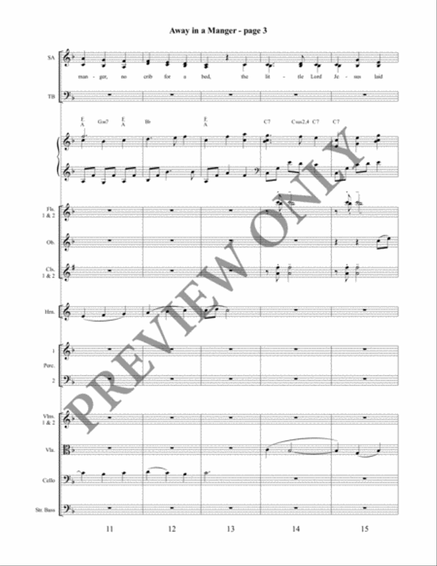 Away in a Manger 4-Part scores gallery preview page 4