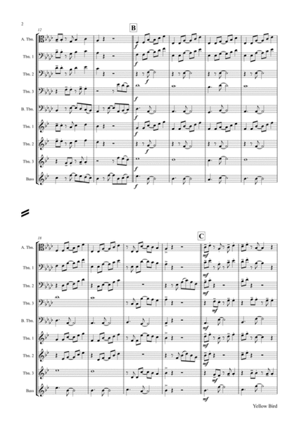 Yellow Bird - Haitian Folk Song - Calypso - Trombone quartet image number null