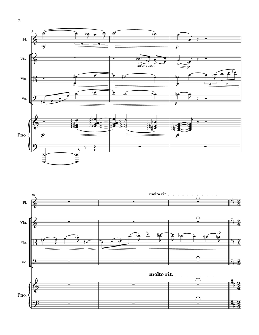 Intermezzo from the Opera Manon Lescaut (for flute, violin, viola, cello and piano) Small Ensemble scores gallery preview page 2