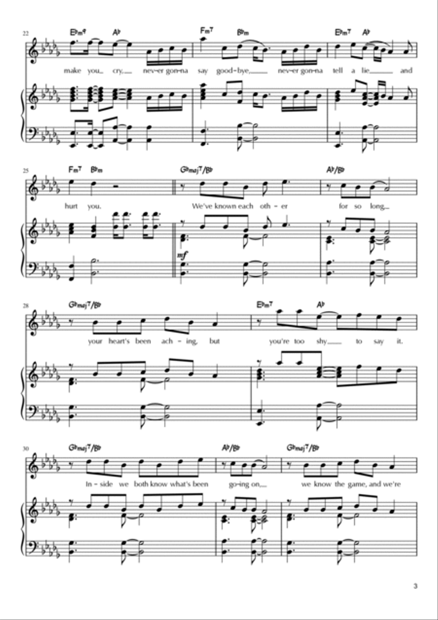 Never Gonna Give You Up Voice scores gallery preview page 3