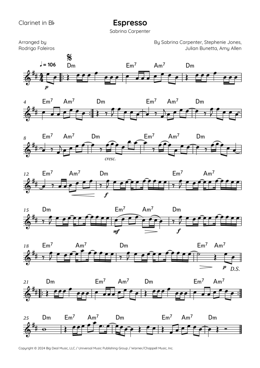 Espresso B-Flat Clarinet scores gallery preview page 1