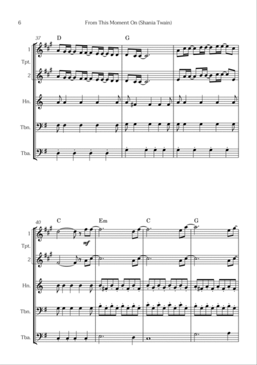 From This Moment On Brass Quintet scores gallery preview page 6
