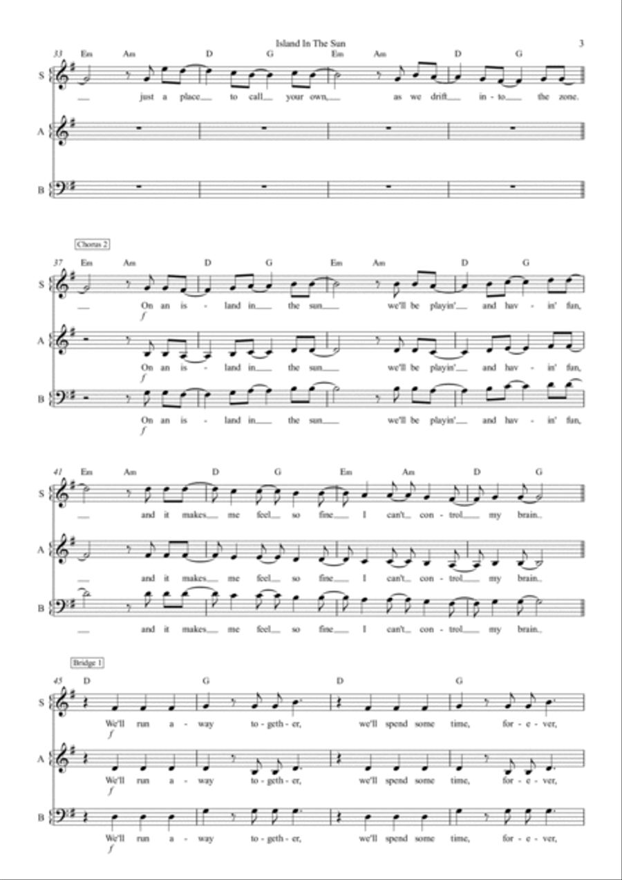 Island In The Sun Island In The Sun 3-Part scores gallery preview page 3