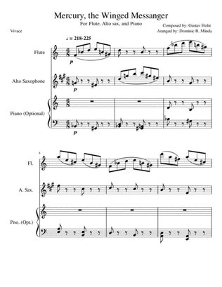 Mercury from "the planets" for flute, alto sax and piano. (optional)