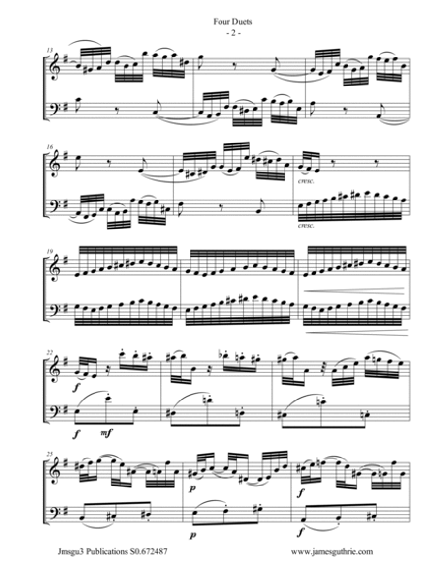 Bach: Four Duets for Flute & Cello Flute scores gallery preview page 2