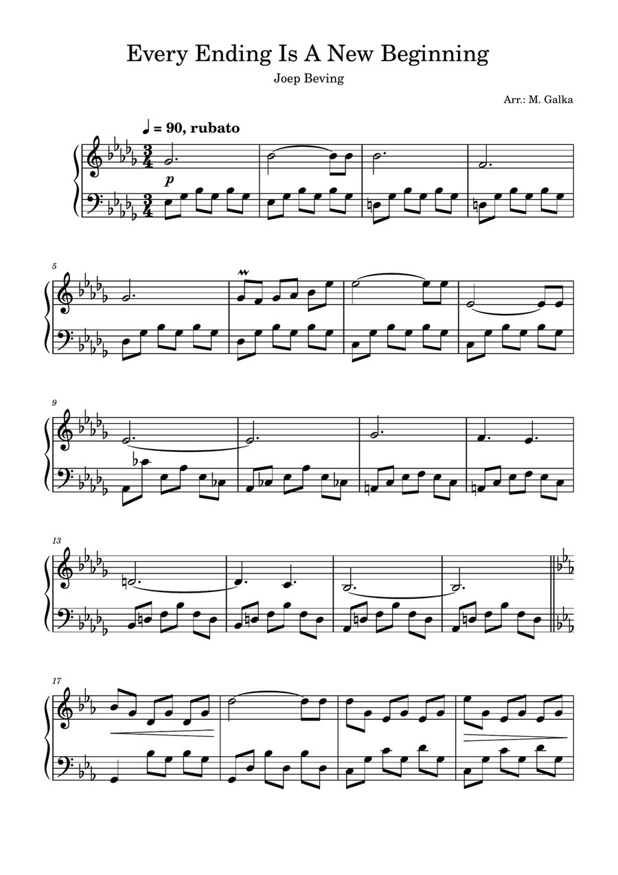 Every Ending Is A New Beginning Piano Solo scores gallery preview page 1