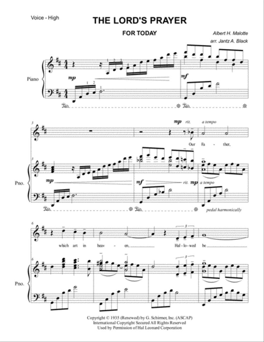 The Lord's Prayer The Lord's Prayer High Voice scores gallery preview page 1