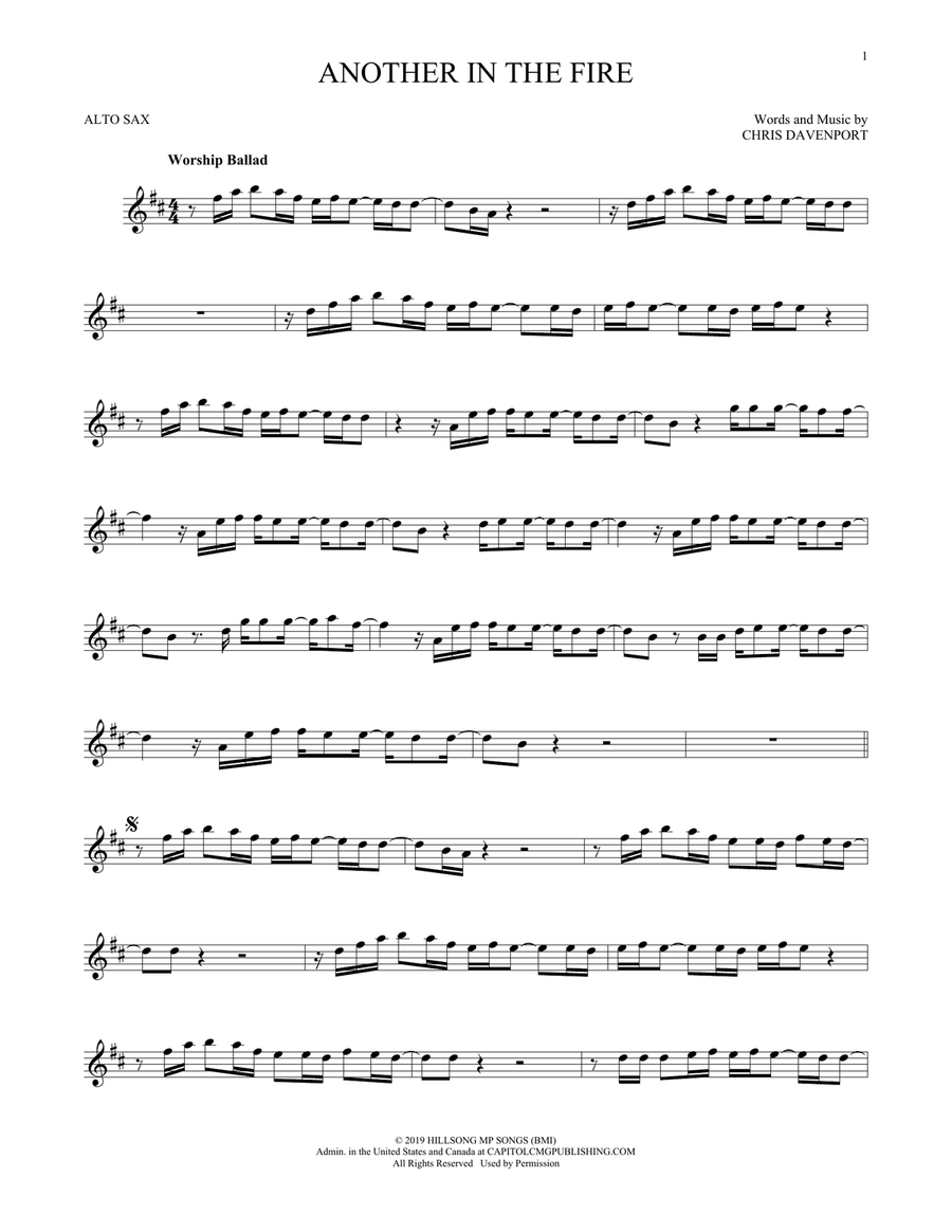 Another In The Fire Alto Saxophone scores gallery preview page 1